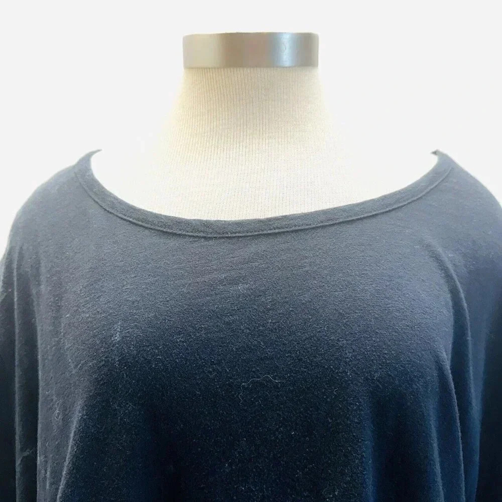 NWT SONOMA Women Short Sleeve Pull Over Cotton Thumbhole Black Shirt Plus Sz 3X